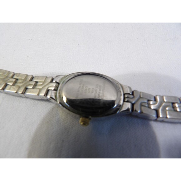 Vintage Elgin two tone gold silver ladies analog watch, working, 7" with band - Picture 5 of 10